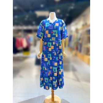 베네통 [여주점] 파인 프린팅 브이넥 원피스 (BAOP50531)