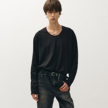 노이어 브러쉬드 U넥 티셔츠 N23WTS01