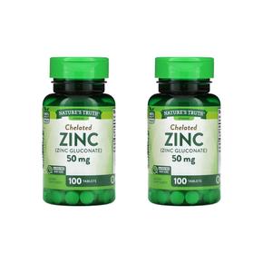 [해외직구]네이처스트루 킬레이트 징크 아연 글루코네이트 50mg 100정 2팩 Nature`s Truth Chelated Zinc 50 mg 100 Tablets