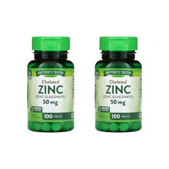  [해외직구]네이처스트루 킬레이트 징크 아연 글루코네이트 50mg 100정 2팩 Nature`s Truth Chelated Zinc 50 mg 100 Tablets