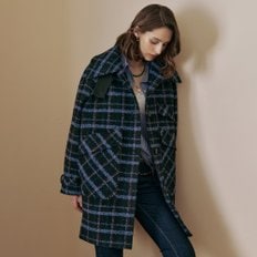 컬러 체크 부클 발마칸 하프코트 CE01CT300NH