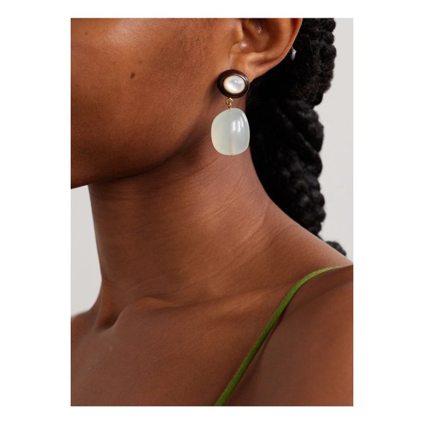 리지 포르투나토 로렐 골드 도금 우드 캘세더니 자개 이어링 라이트 블루 46376663162907515