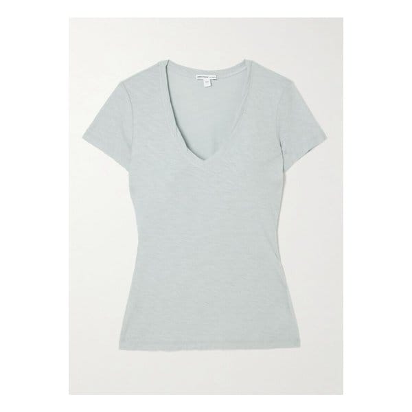 캐주얼 슬럽 코튼 저지 티셔츠 그레이 1647597359785116