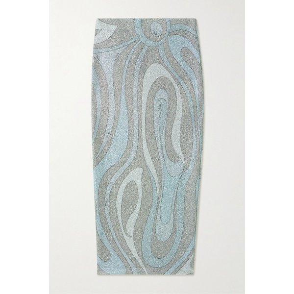 프린티드 메탈릭 저지 미디 스커트 46376663162932280