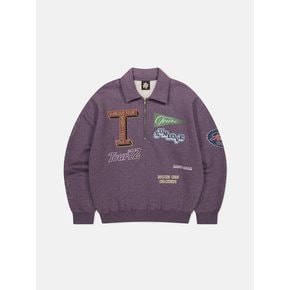 T Collar Half ZIp Sweatshirt Purple