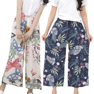 서울양말 여성 플라워 파자마 와이드 시원한 여름 팬츠 루즈핏 홈웨어 잠옷