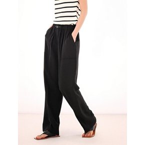 Linen Bending Wide Pants _Black