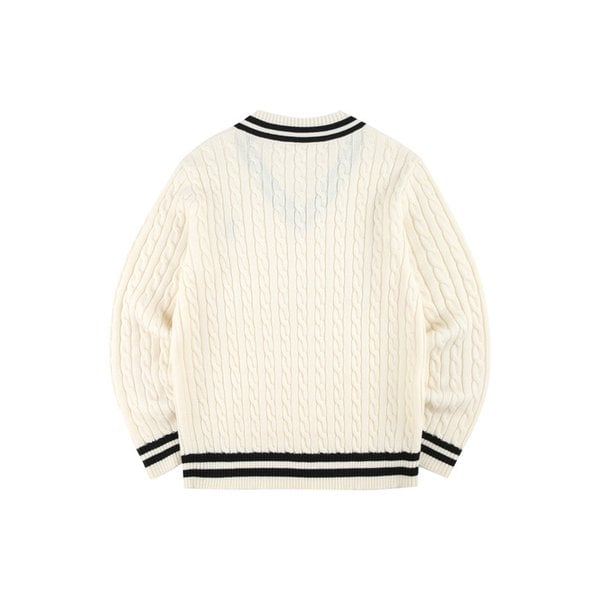 남성 브이넥 케이블 니트 BNDSW421M