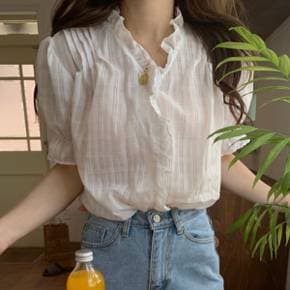 / NB2602 러블리 여리핏 프릴 반팔 블라우스