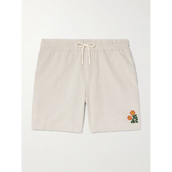 포르투기스 플란넬 스프링 스트레이트 레그 자수 리넨 코튼 블렌드 쇼츠 46376663163010572