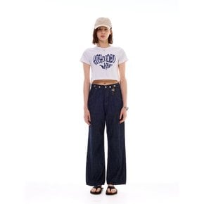 HEART SLOGAN CROP T-SHIRT / BLUE