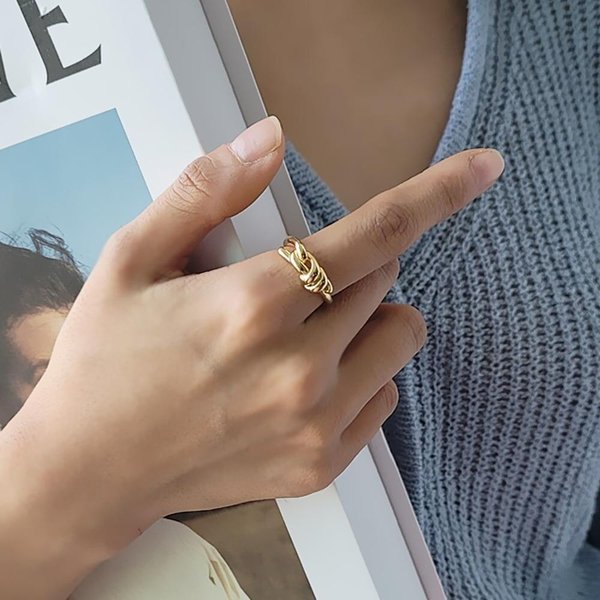 [옷자락] 여자 세련된 로프 매듭 데일리 프리사이즈 오픈 반지