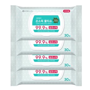 손소독 캡형 물티슈 제균티슈 유아 30매x4