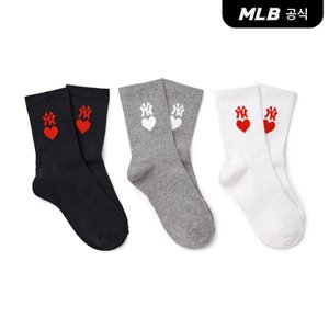 MLB [코리아공식] 하트 미드 양말 3족 세트 MLB (Black)