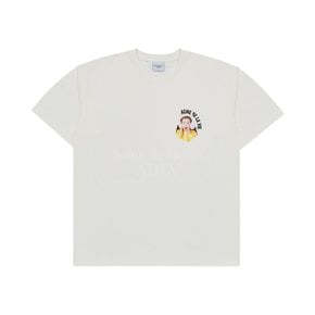 MINI BABY FACE CAT EARPLUG SHORT SLEEVE T-SHIRT CREAM 고양이귀마개 크림