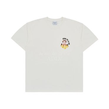 아크메드라비 MINI BABY FACE CAT EARPLUG SHORT SLEEVE T-SHIRT CREAM 고양이귀마개 크림