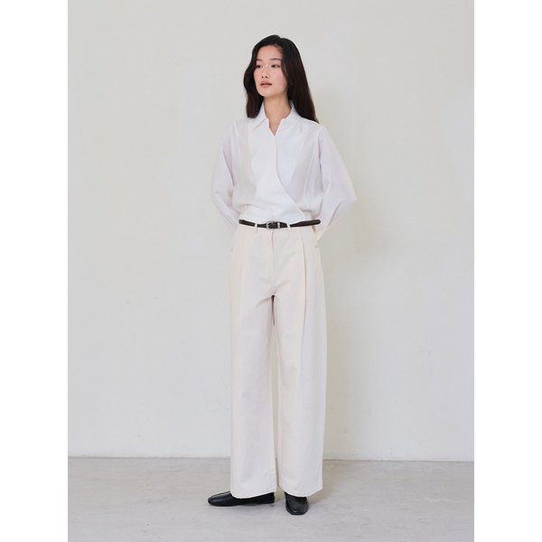 Cotton Pintuck Pants (Cream)