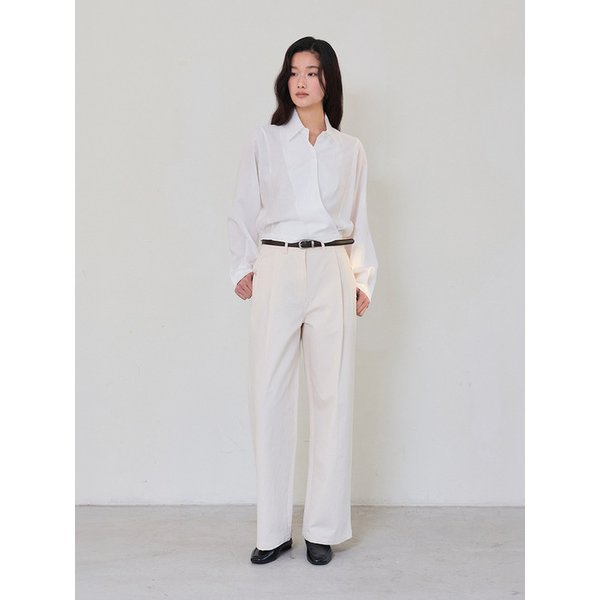 Cotton Pintuck Pants (Cream)