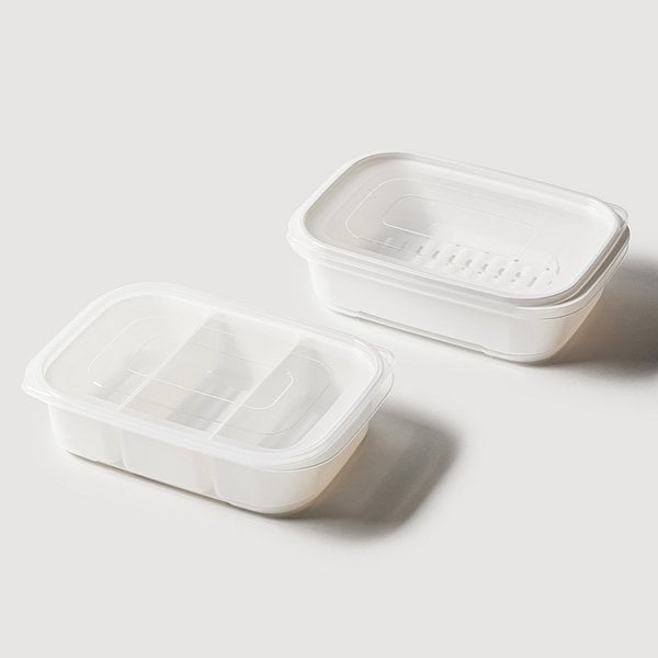 간편하게 나누고 보관하는 용기 1.5L 2개 (3칸+채반) J70N902110000