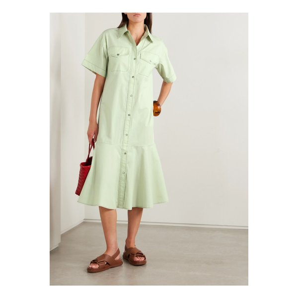 설리번 코튼 포플린 미디 셔츠 드레스 라이트 그린 46376663162914847