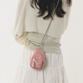 mama leather miniature chain cross bag_Pink