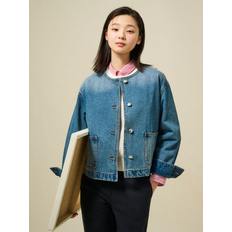 빈폴레이디스 25SS 코튼 데님 라운드넥 트러커 재킷 - 블루 BF5239C03P