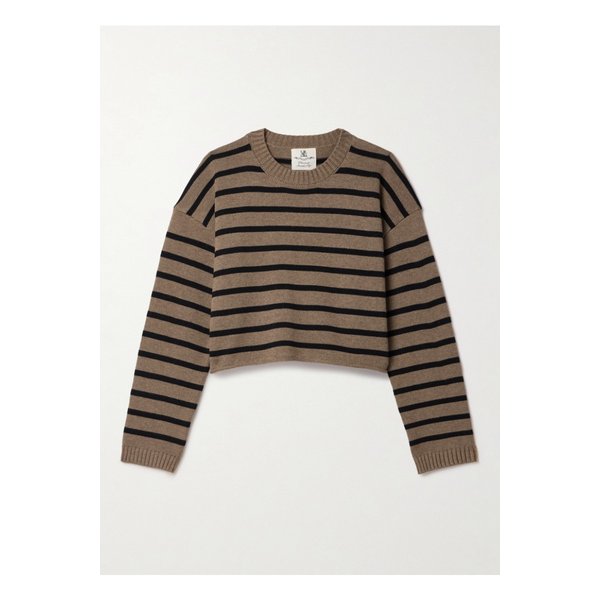 데니미스트 크롭 스트라이프 코튼 혼방 스웨터 브라운 1647597342806572