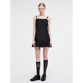 Slip Pleats Mini Dress, Black