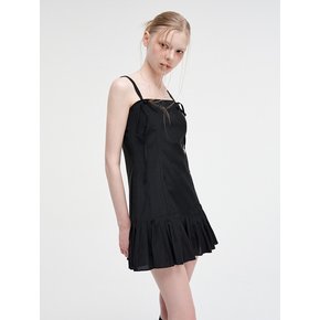 Slip Pleats Mini Dress, Black