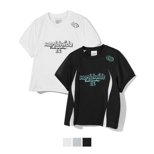 CBDUWTS004 반팔티 스트리트그래픽티 우먼 메쉬 배색 반팔 티셔츠 3COLOR