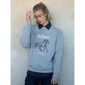 PONY OVER FIT SWEAT SHIRT (MELANGE GRAY)