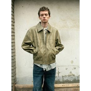 Handpaint Vegan Leather Jacket  Olive (MS5139A20J)