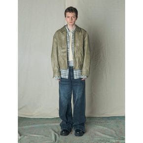 Handpaint Vegan Leather Jacket  Olive (MS5139A20J)