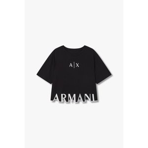 ARMANI EXCHANGE 여성 샤이닝 엠브로이더리 로고 티셔츠A424130025블랙