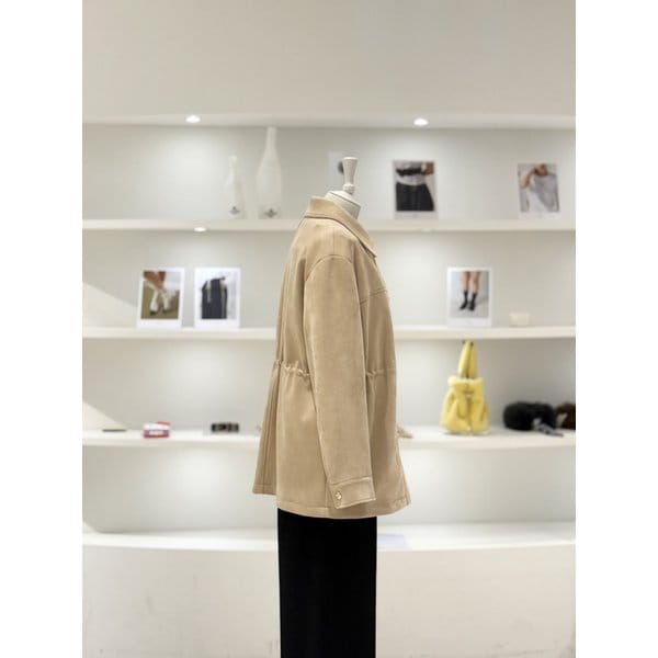 [여주점] 여성 카라 스트링 디테일 스웨이드 자켓 (L261MSJ753)