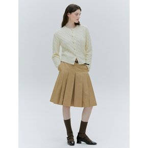 LOW-RISE PLEATS MIDI SKIRT (BELT SET)[BEIGE][NAVY BLACK]