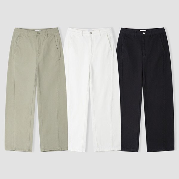 남자 커브드 세미 와이드 코튼 팬츠 AS-JEA-Q012