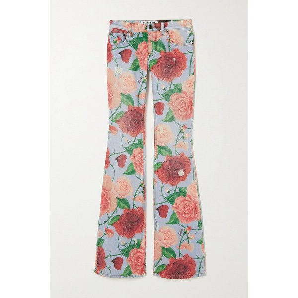 파울라 이비자 로즈 가죽 트리밍 플로럴 프린트 플레어 진 핑크 1647597306717157