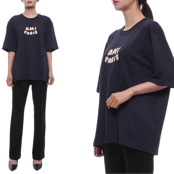 [부산점] 25SS 여성 로고 패치 박시핏 반팔티셔츠 (UTS075 726 4011 W 25S)