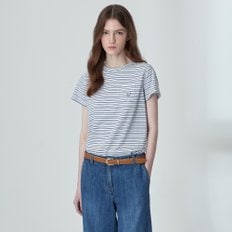 코튼 스트라이프 크루넥 티셔츠 KE25M1FRRN590