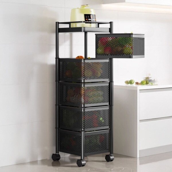 [토마]주방 보관 정리 틈새수납 이동식 정리함 철제선반 트롤리 과일보관 양념통(CN37)