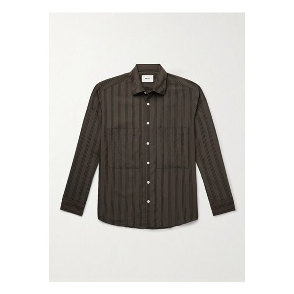 NN.07 프레디 50010 스트라이프 텐셀™ 모달 혼방 트윌 셔츠 브라운 46376663162896283