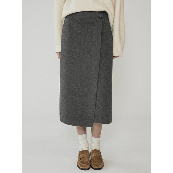 P3276 울 블렌드 랩 스커트_Charcoal