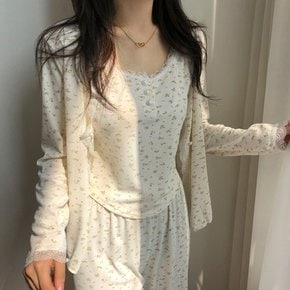 / 여리무드 3피스 잔꽃 레이스 봄 가을 환절기 잠옷