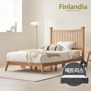 핀란디아 아멜리 원목 평상형 침대 슈퍼싱글SS+21포켓매트리스