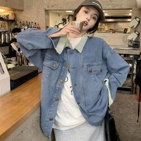 포인트 여성 소매 청자켓 깔끔 카라 데님자켓 (3fqlR) (S30473364)