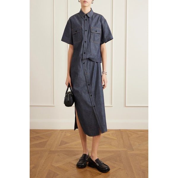 개더 데님 미디 원피스 46376663162958865