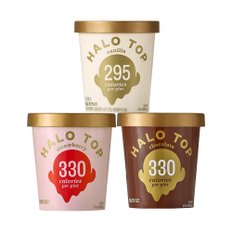 [헤일로탑] 저칼로리 파인트 아이스크림 473㎖ x 3통(딸기+바닐라+초코)