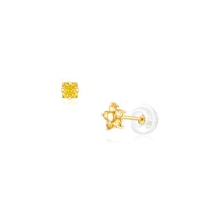 14K 플라워 CZ 언발 귀걸이(ST25509E)