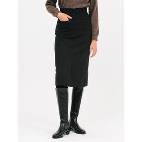 belted wool H-line skirt_black